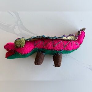 Mexican Folk Art Hand Stuffed Alligator Colorful Stuffed Animal Toy